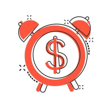 Time is money icon in comic style. Clock with dollar cartoon vector illustrat Stockillustratie