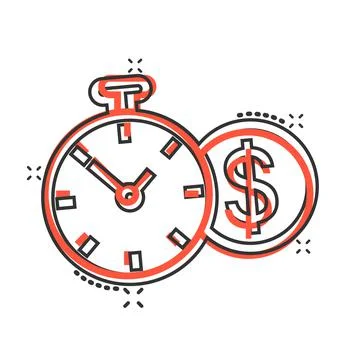 Time is money icon in comic style. Clock with dollar cartoon vector illustrat Illustrazione stock