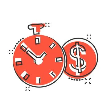 Time is money icon in comic style. Clock with dollar cartoon vector illustrat Stockillustratie