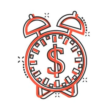 Time is money icon in comic style. Clock with dollar cartoon vector illustrat Stockillustratie