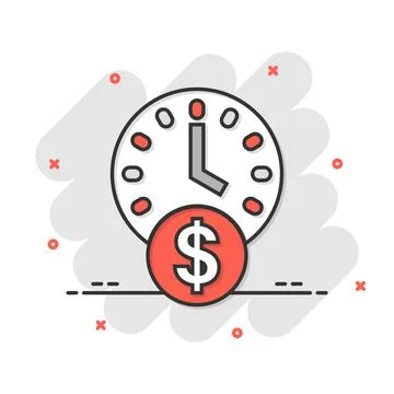 Time is money icon in comic style. Project management cartoon vector illustra Stockillustratie