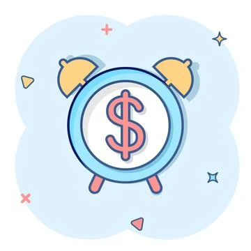 Time is money icon in comic style. Clock with dollar cartoon vector illustrat Illustrazione stock