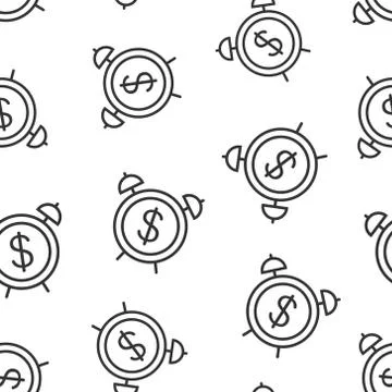 Time is money icon in flat style. Clock with dollar vector illustration on wh Illustrazione stock