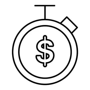 Time is money icon. Vector icon isolated on white. Flat thin outline design. Stock Illustration