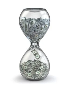 Time is money. inflation. hourglass and dollar. Stock Illustration