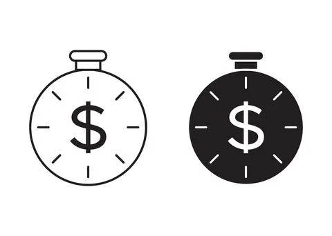Time is money linear art icon set. Time is money vector mark for web Ilustração Stock