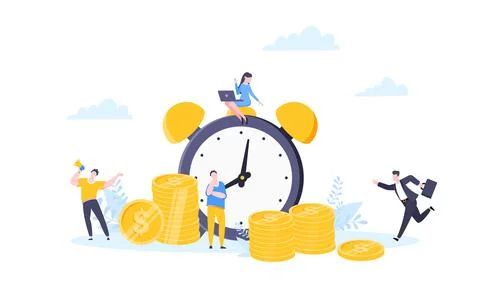 Time is money or save time business concept flat style vector illustration Ilustração Stock