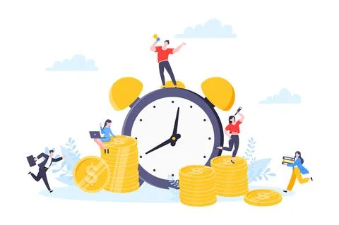 Time is money or save time business concept flat style vector illustration Ilustração Stock