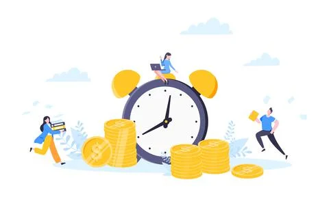 Time is money or save time business concept flat style vector illustration Ilustração Stock