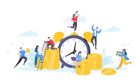 Time is money or save time business concept flat style vector illustration Ilustração Stock