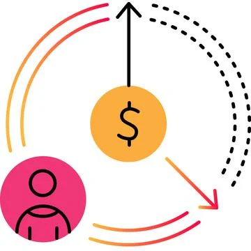 Time is money outline icon vector isolated Stock Illustration