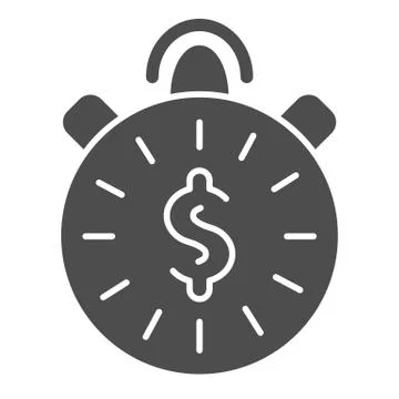 Time is money solid icon. Clock and money vector illustration isolated on white Stock Illustration