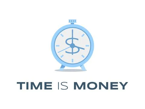 Time is money vector flat icon design with text space. Clock with dollar sign Stock Illustration