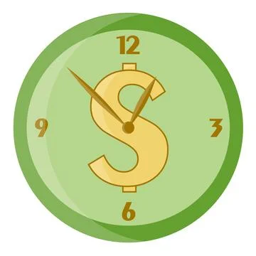 Time is money vector flat or cartoon illustration. Circle Watch with clock hands Stock Illustration