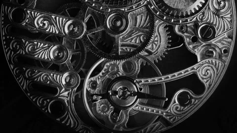 Time in Monochrome: A Detailed Macro 4K Exploration of the Watch Mechanism Stock Footage 252812080
