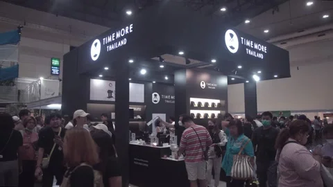 Time more coffee is being displayed at Thailand Coffee Fest 2023. Video stock 248995286