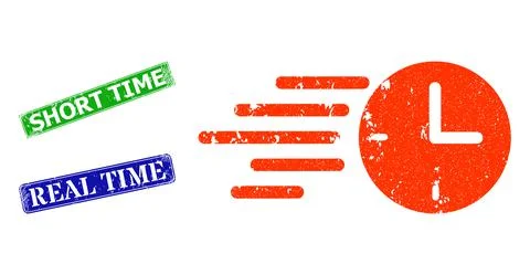 Time Movement Textured Icon and Scratched Short Time Stamp Stock Illustration