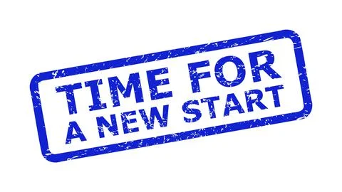 TIME FOR A NEW START Stamp Seal with Scratched Style and Rounded Rectangle Frame イラスト素材
