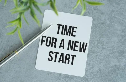 Time For A New Start text on notepad, concept background Stock Photos