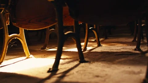  time of the old theater, the light and shadow of the old cinema chair Stock Footage 296262917