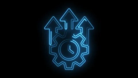 Time optimization neon concept with gears and arrows animation on black bac.. Stock Footage 309916429