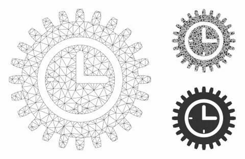 Time Options Vector Mesh Network Model and Triangle Mosaic Icon Stock-Illustration