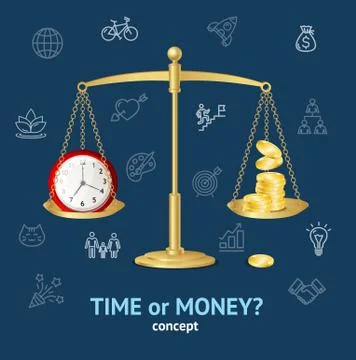 Time or Money Concept. Vector Illustrazione stock