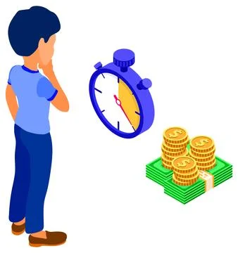 Time or money man faced with choice Stock Illustration