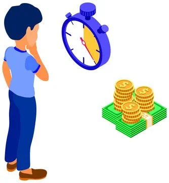 Time or money man faced with choice Stock Illustration