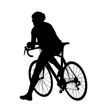 Time out bicyclist man vector silhouette illustration isolated on white Иллюстрация
