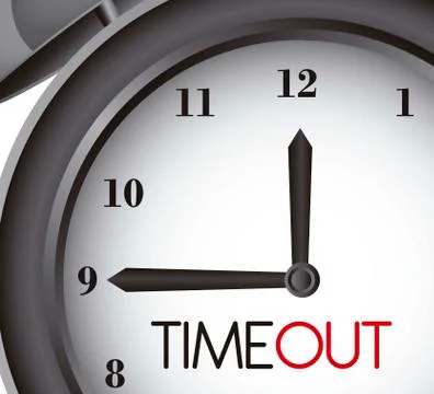 Time out with clock alarm, close up. vector illustration Stock Illustration