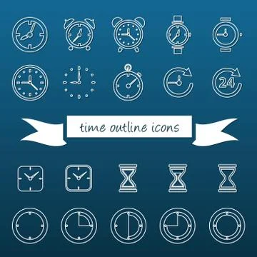 Time outline icons Stock Illustration