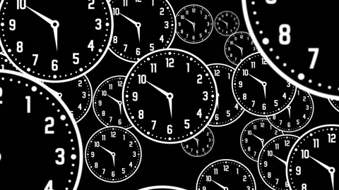 Time Passing Animation with Analog Clocks 12 Hour Loop Stock Footage 333159627