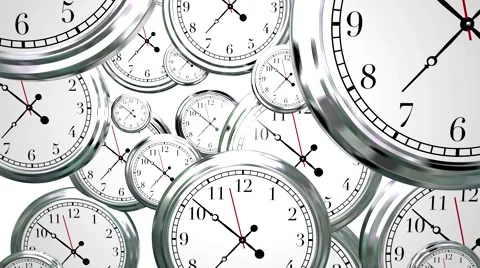 Time Passing Clocks Flying By 3d Background Video stock 40300356