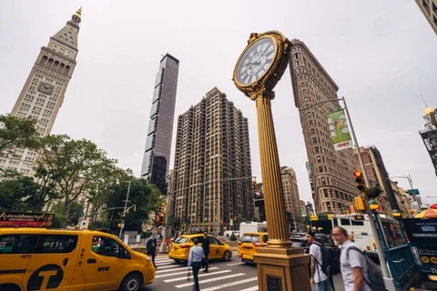 Time Passing on Flatiron Clock Stock Footage 117844624