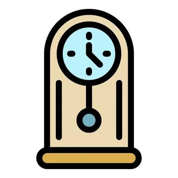 Time pendulum clock icon color outline vector Stock Illustration