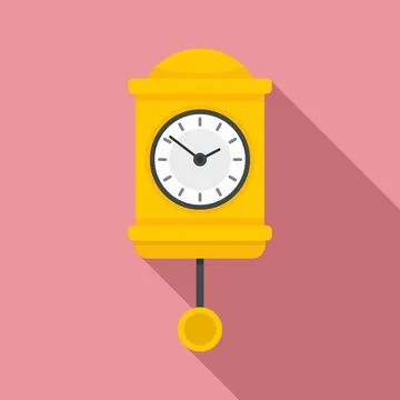 Time pendulum clock icon, flat style Stock Illustration