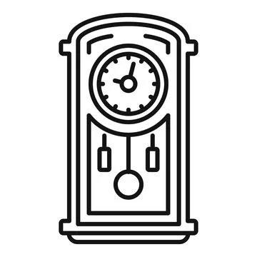 Time pendulum clock icon, outline style Stock Illustration