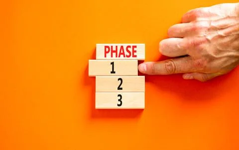 Time to phase 1 symbol. Concept word Phase 1 2 3 on wooden block. Businessm.. Stock Photos
