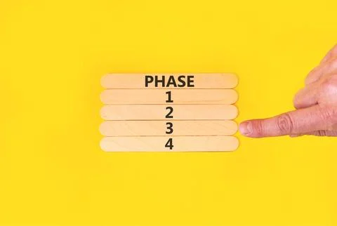 Time to phase 3 symbol. Concept word Phase 1 2 3 4 on beautiful wooden stic.. Stock Photos