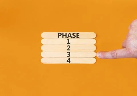 Time to phase 3 symbol. Concept word Phase 1 2 3 4 on beautiful wooden stic.. Stock Photos