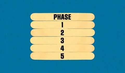 Time to Phase Symbol. Concept word Phase 1 2 3 4 5 on beautiful wooden stic.. Stock Illustration