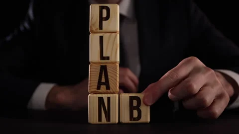 Time for plan B. Hand rolls the dice letter B. new plan concept Stock Footage 244681676