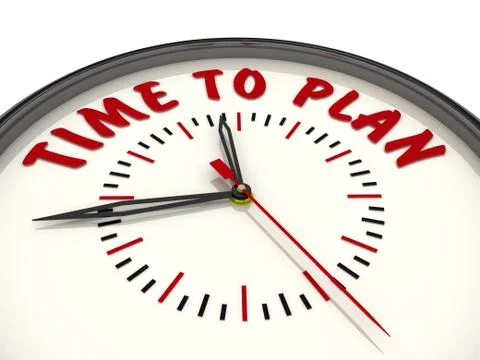 Time to plan. Clock with text 스톡 일러스트