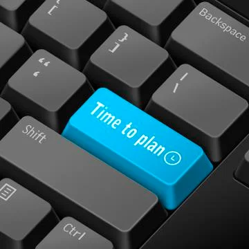 Time to plan concept with 3d computer keyboard Illustrazione stock