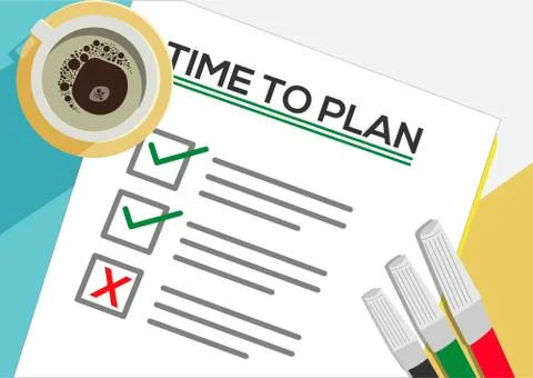 Time to Plan or planning icon concept. One task failed. Stock Illustration