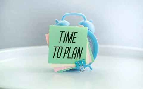 Time to Plan text with alarm clock. Merry Christmas, New Start, Resolution,.. Stock Photos