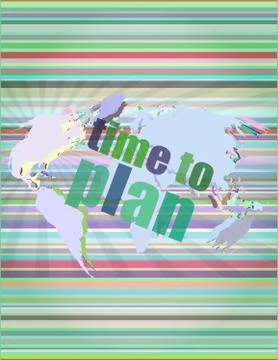 Time to plan. touch screen with time to plan words Stock Illustration
