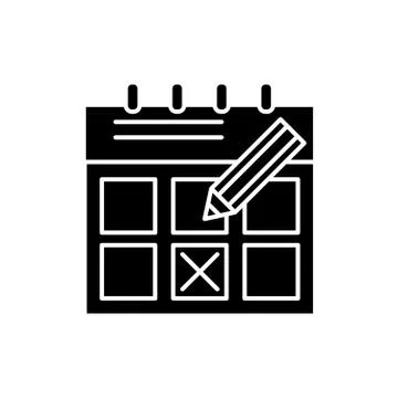 Time planning black icon, vector sign on isolated background. Time planning Stock Illustration