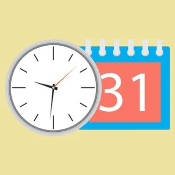 Time planning clock with calendar date Stock Illustration